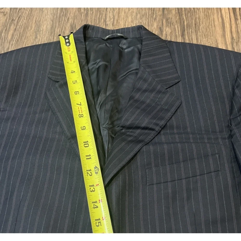 Canali Super 120s Pure Wool Men's Blazer Navy Pinstripe Size 54 Long Italy